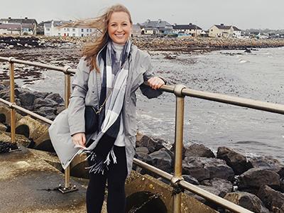 Study abroad student Abbie Lee on the coast of Galway, Ireland