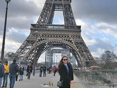 Sophia Wallace by the Eifel Tower in Paris